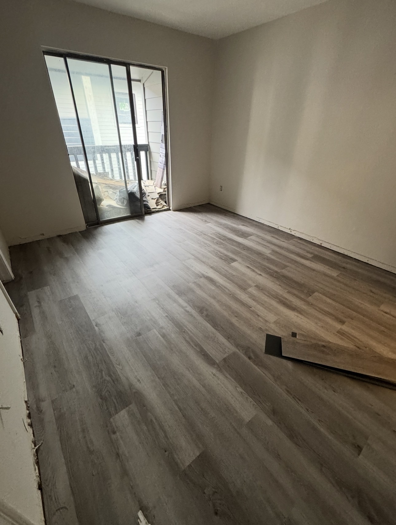 Bedroom with new vinyl plank